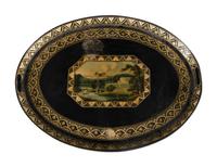 A Victorian Black Tole Piente Tray Table