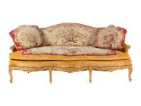 A Louis XV Painted Sofa with Aubusson Tapestry Upholstery