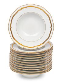 A Set of Twelve Raynaud Limoges Marie Antoinette Porcelain Soup Bowls