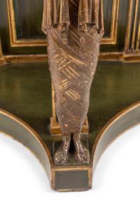 A North European Green Painted and Parcel Gilt Marble-Top Pier Table