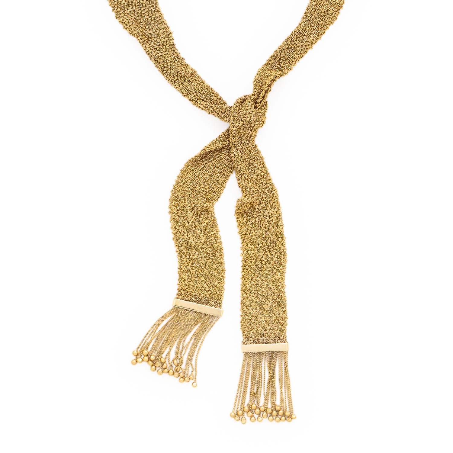 Yellow Gold Mesh Scarf Necklace