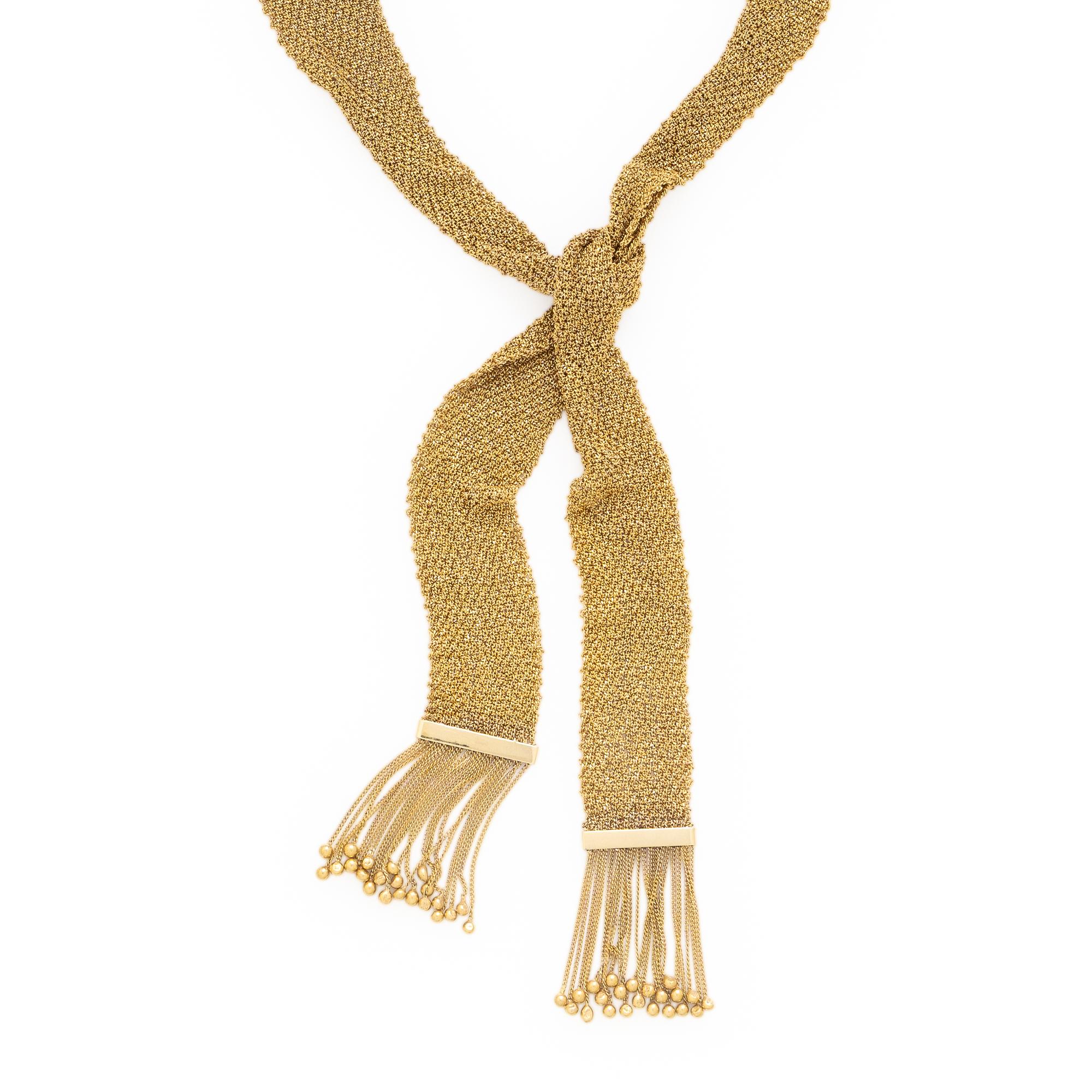 Yellow Gold Mesh Scarf Necklace