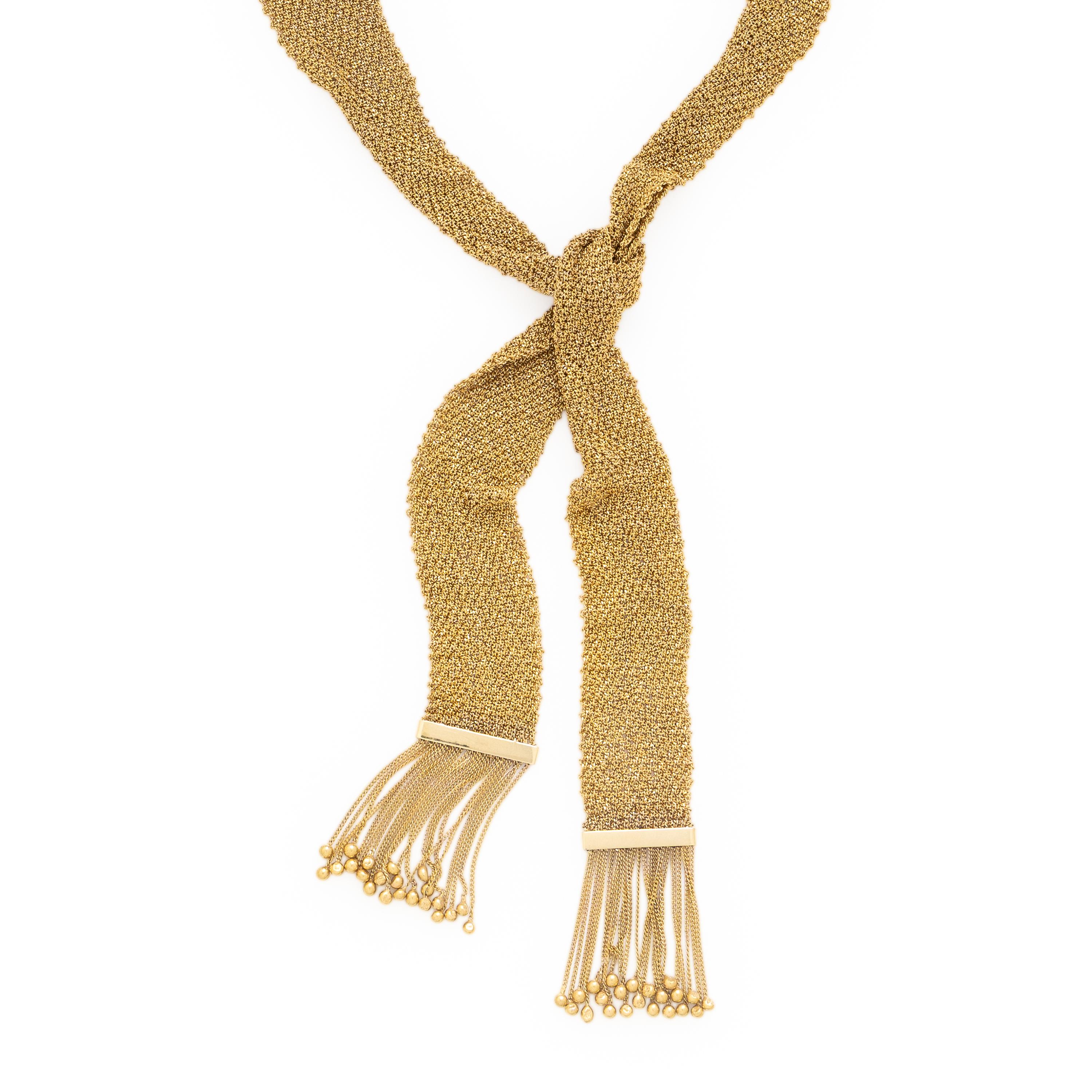Yellow Gold Mesh Scarf Necklace