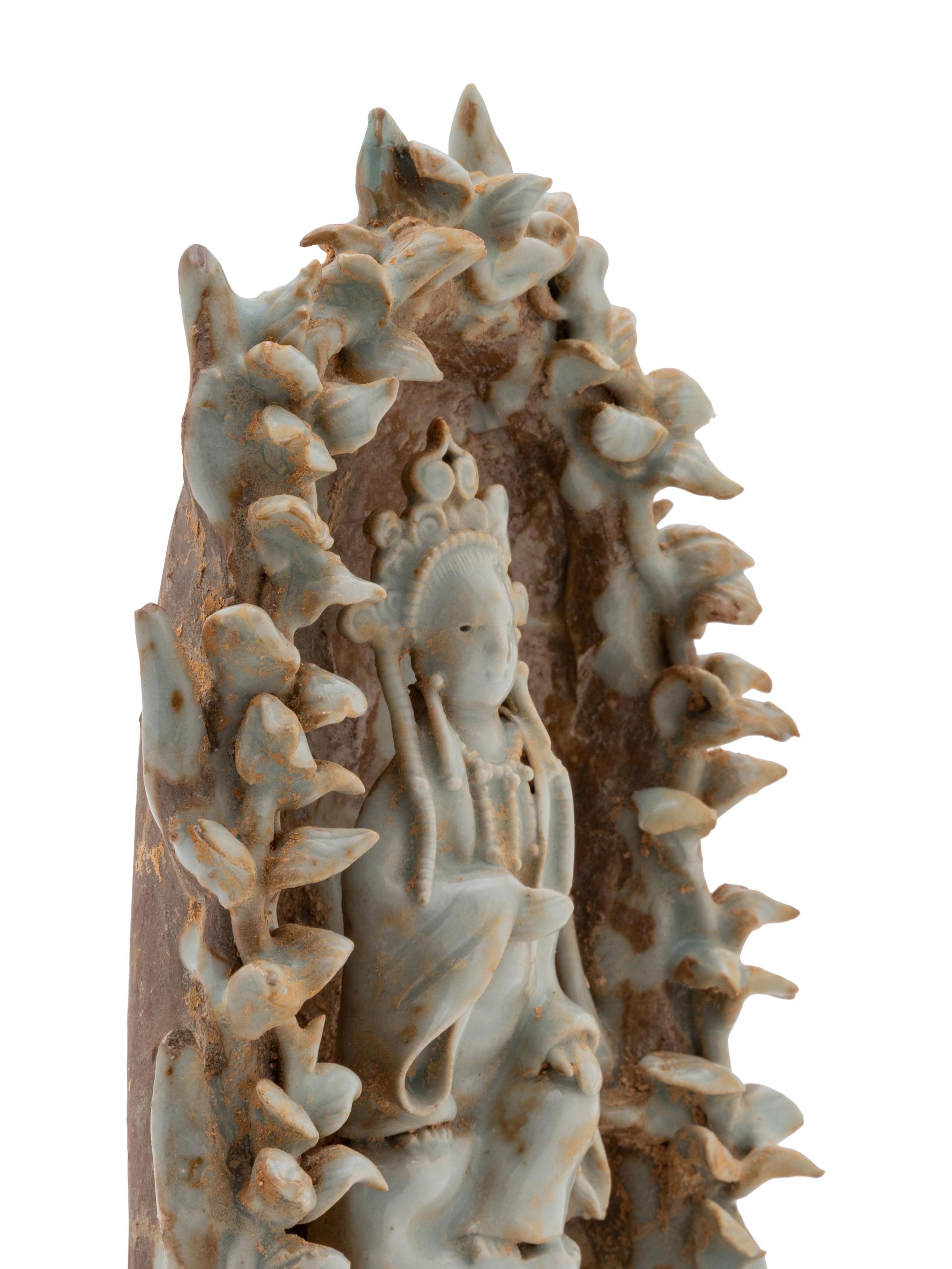 A Chinese Yingqing Glazed Porcelain Guanyin Shrine