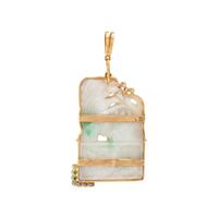 CARVED JADE AND DIAMOND DOG PENDANT