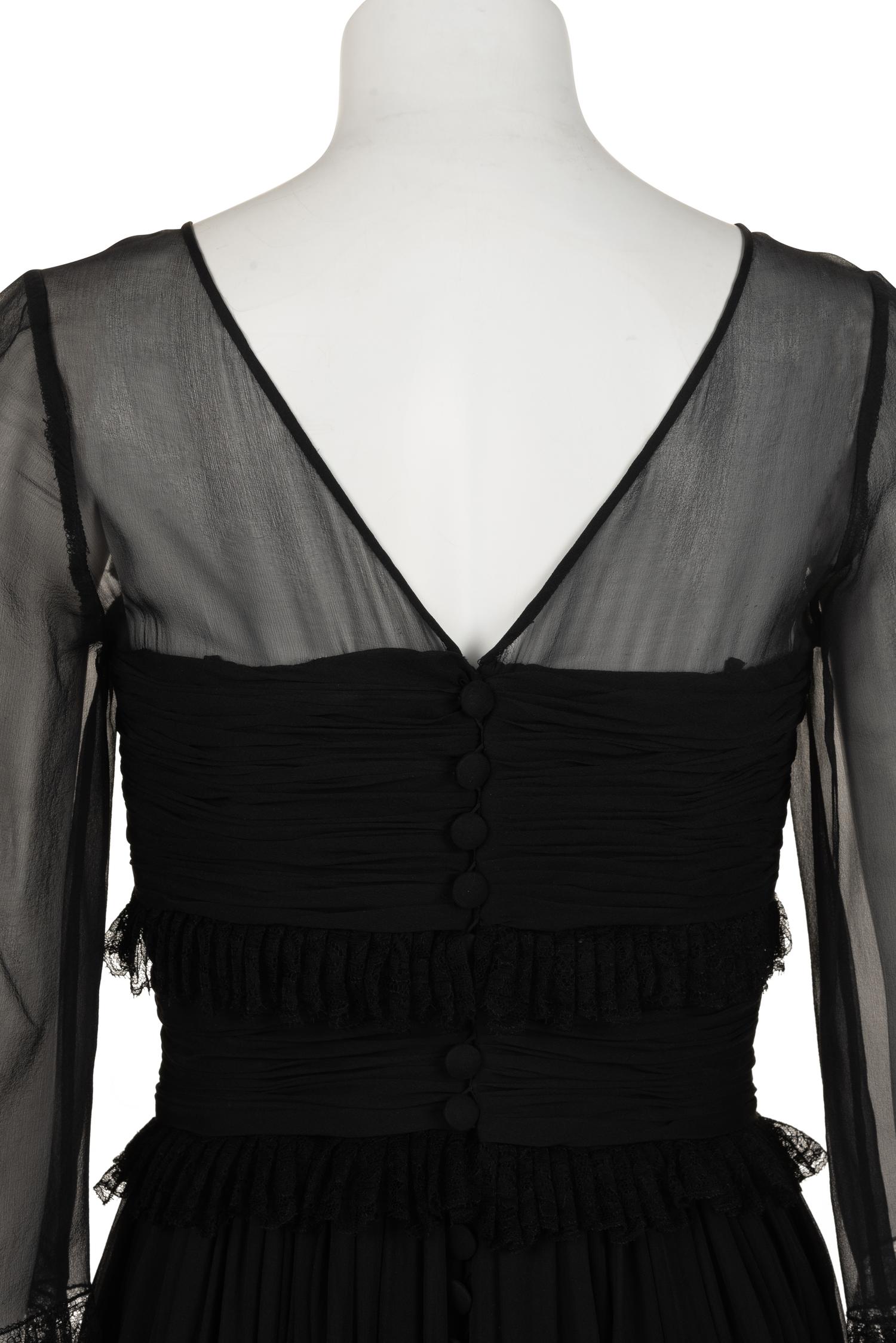 Chanel Silk Chiffon and Lace Dress, 1985-90