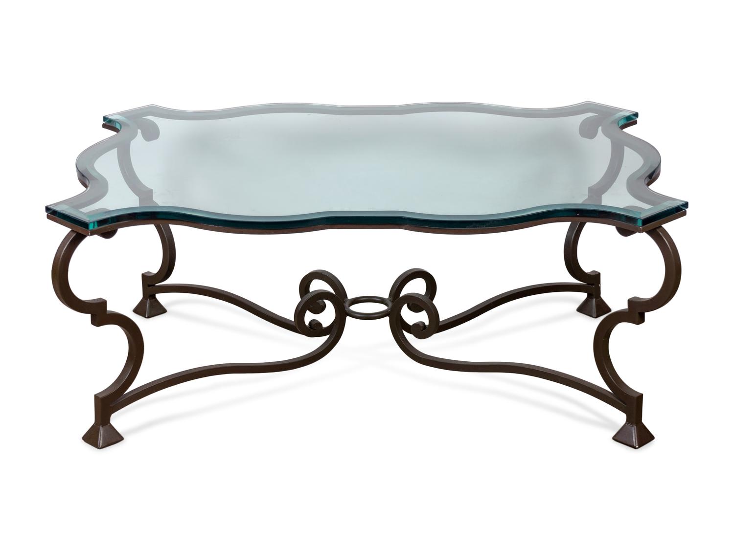 A Modern Patinated Metal Glass Top Table — 20TH CENTURY