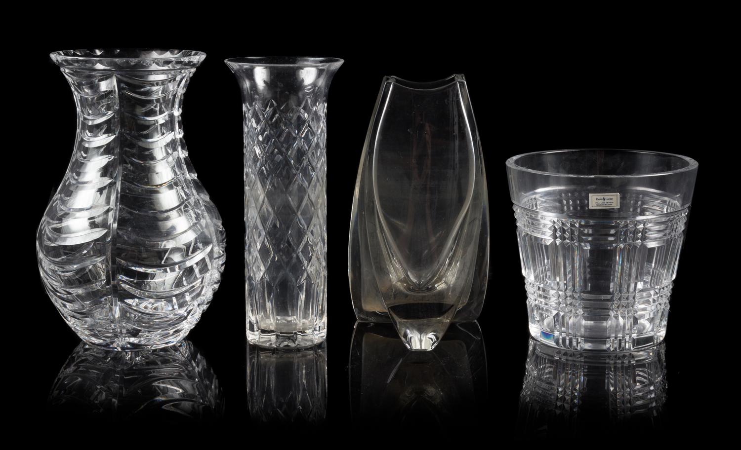 A Group of Four Glass Vases Height of tallest 10 inches. — 20TH CENTURY