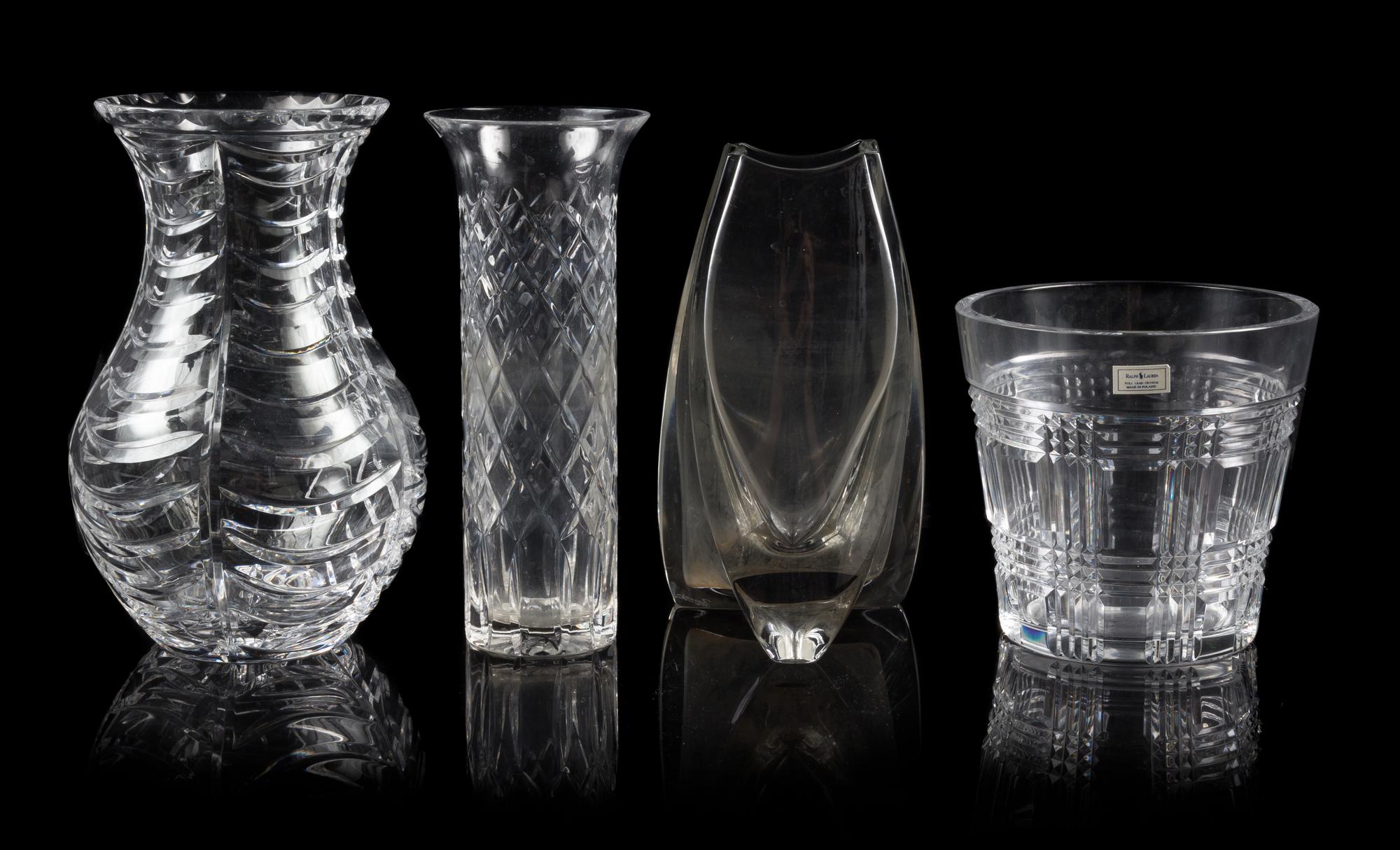 A Group of Four Glass Vases Height of tallest 10 inches. — 20TH CENTURY