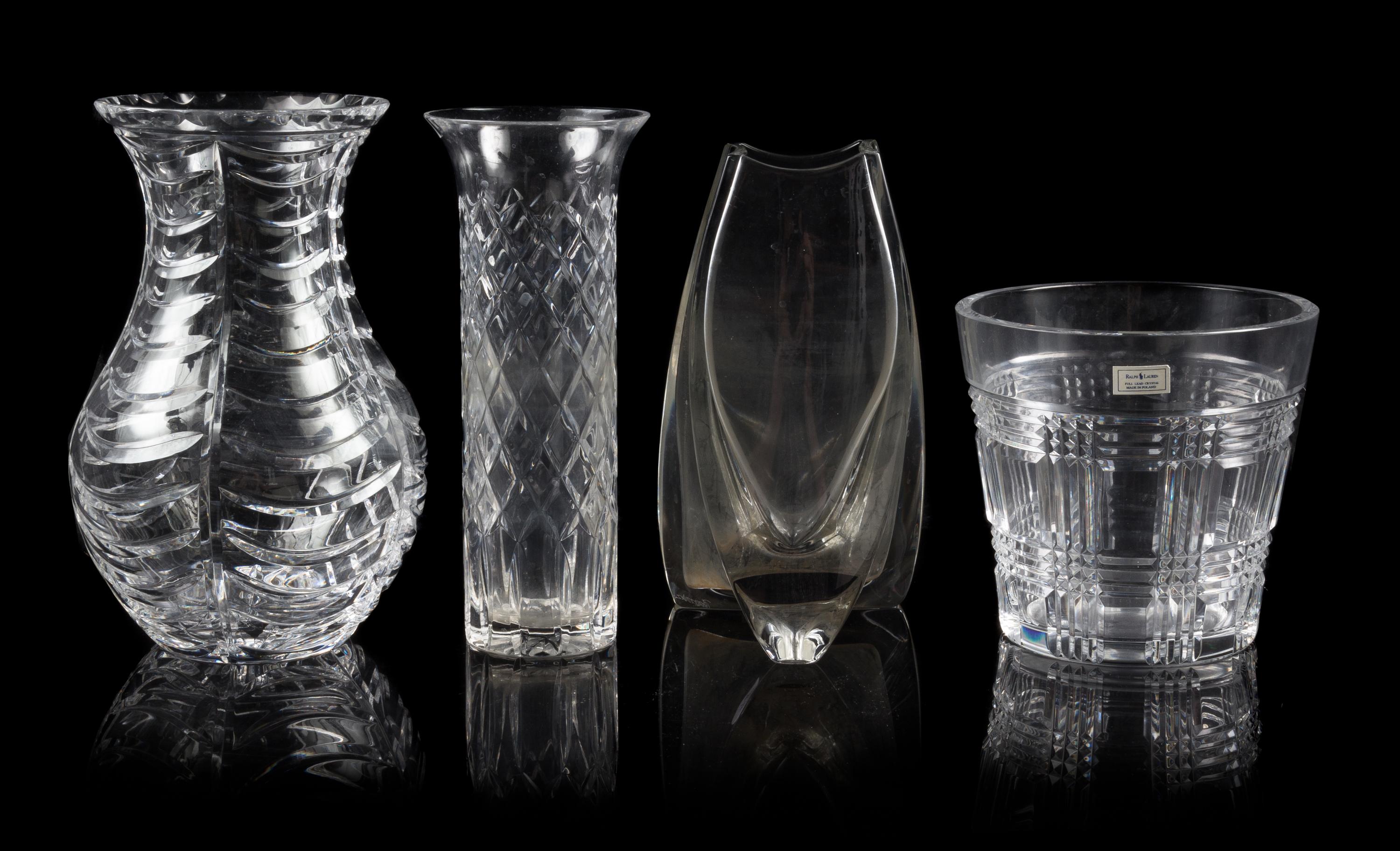 A Group of Four Glass Vases Height of tallest 10 inches. — 20TH CENTURY