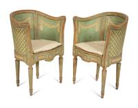A Pair of Northern European Painted Bergeres