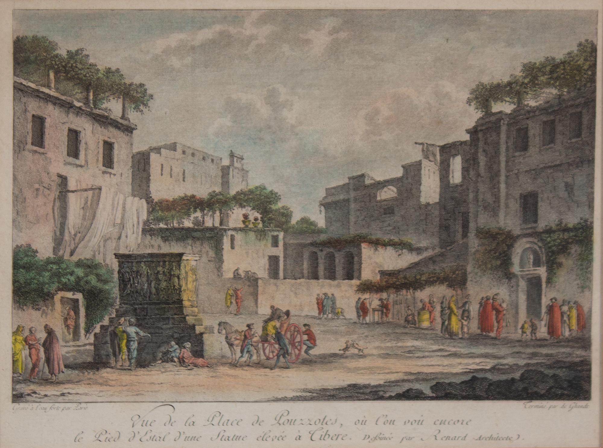 A Set of Four French Colored Engravings