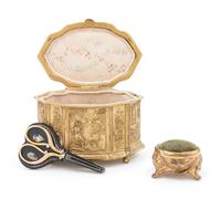 Five Continental Gilt Metal Vanity Articles