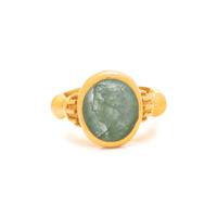 ANCIENT, HIGH KARAT YELLOW GOLD AND AQUAMARINE INTAGLIO RING