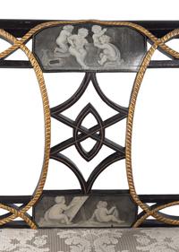A Set of Ten Regency Black and Gilt Japanned Armchairs