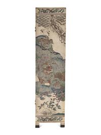 A Large Polychrome Lacquered Six-Panel Floor Screen