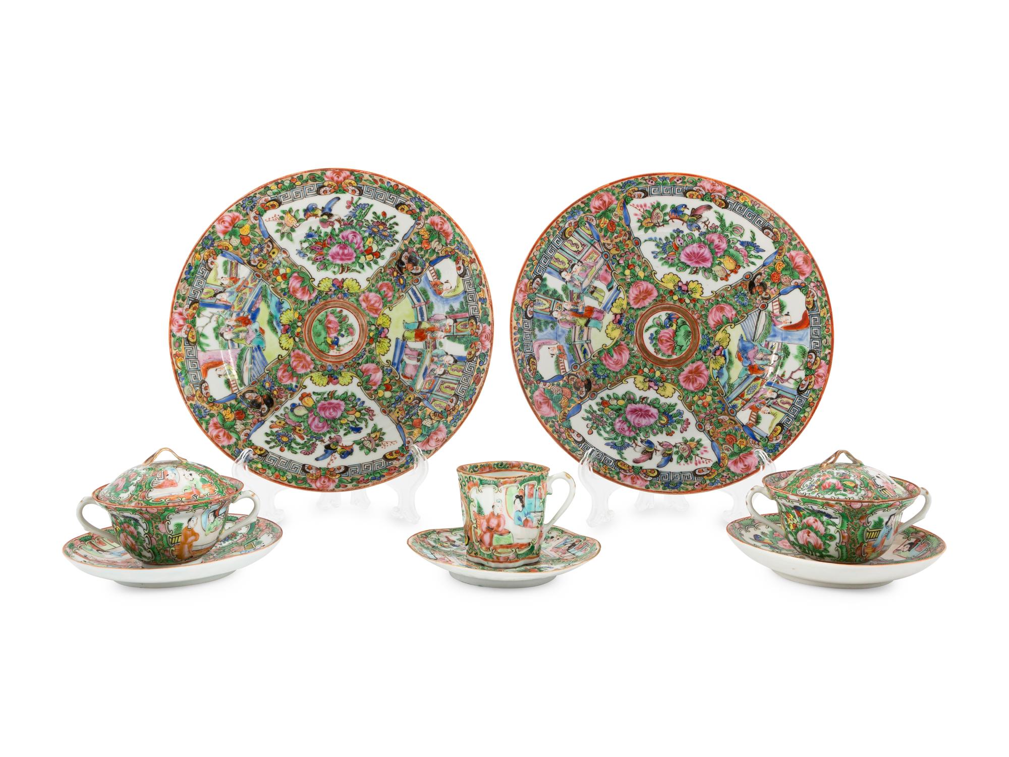 A Chinese Rose Medallion Tea Service