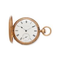 E. HOWARD & CO. BOSTON, 18K YELLOW GOLD KEYWOUND HUNTER CASE POCKET WATCH