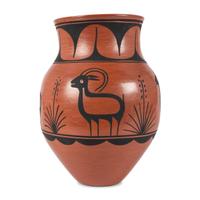 A Large Redware Jar, with Bighorn Sheep