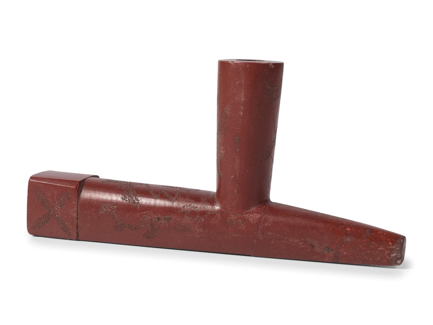 Great Lakes Catlinite Pipe Bowl, with Stippled Decorations