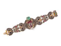 MULTIGEM AND DIAMOND EGYPTIAN MOTIF BRACELET