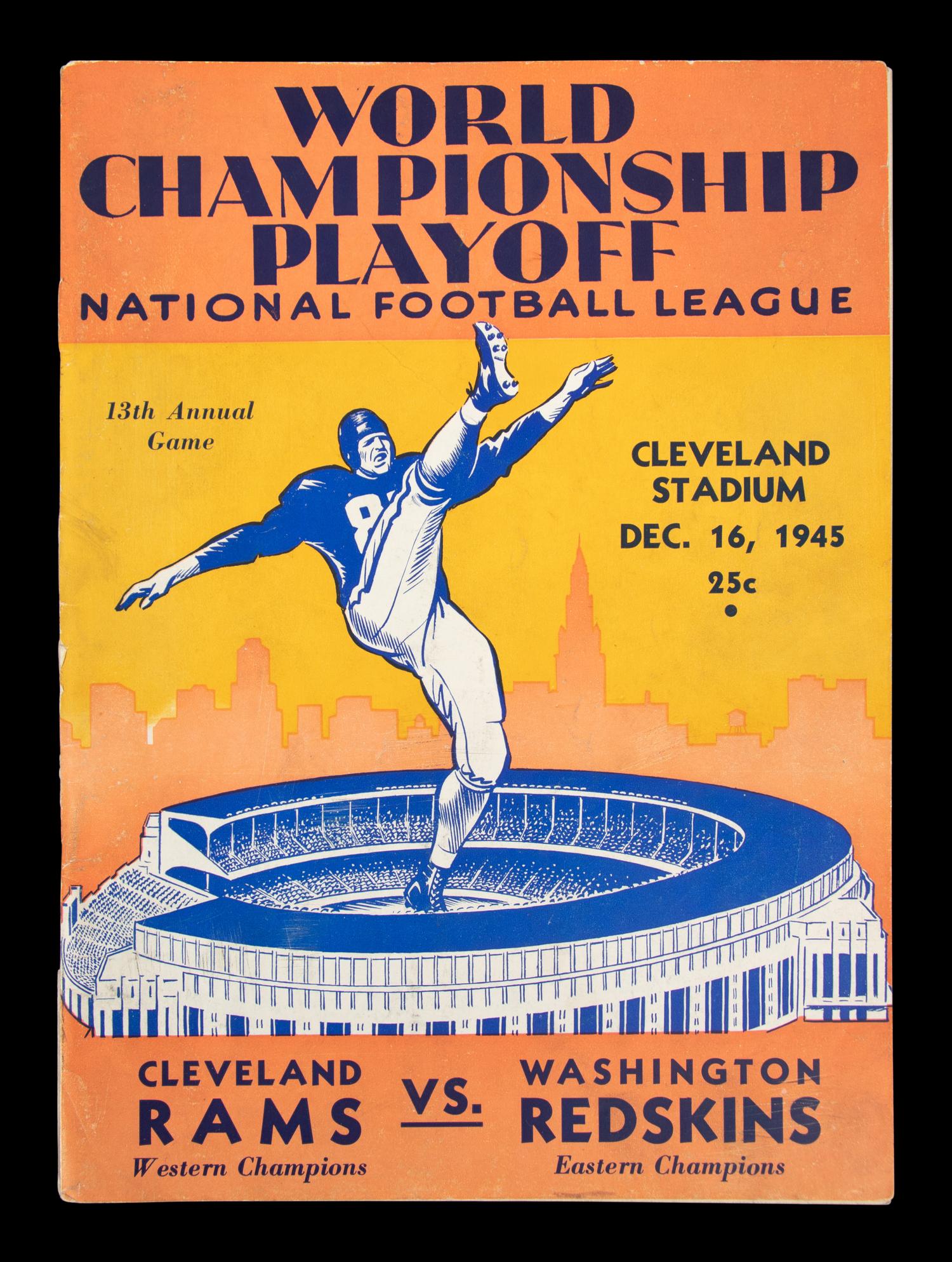 An Uncommon 1945 Cleveland Rams vs. Washington Redskins NFL World Championship On Site Program