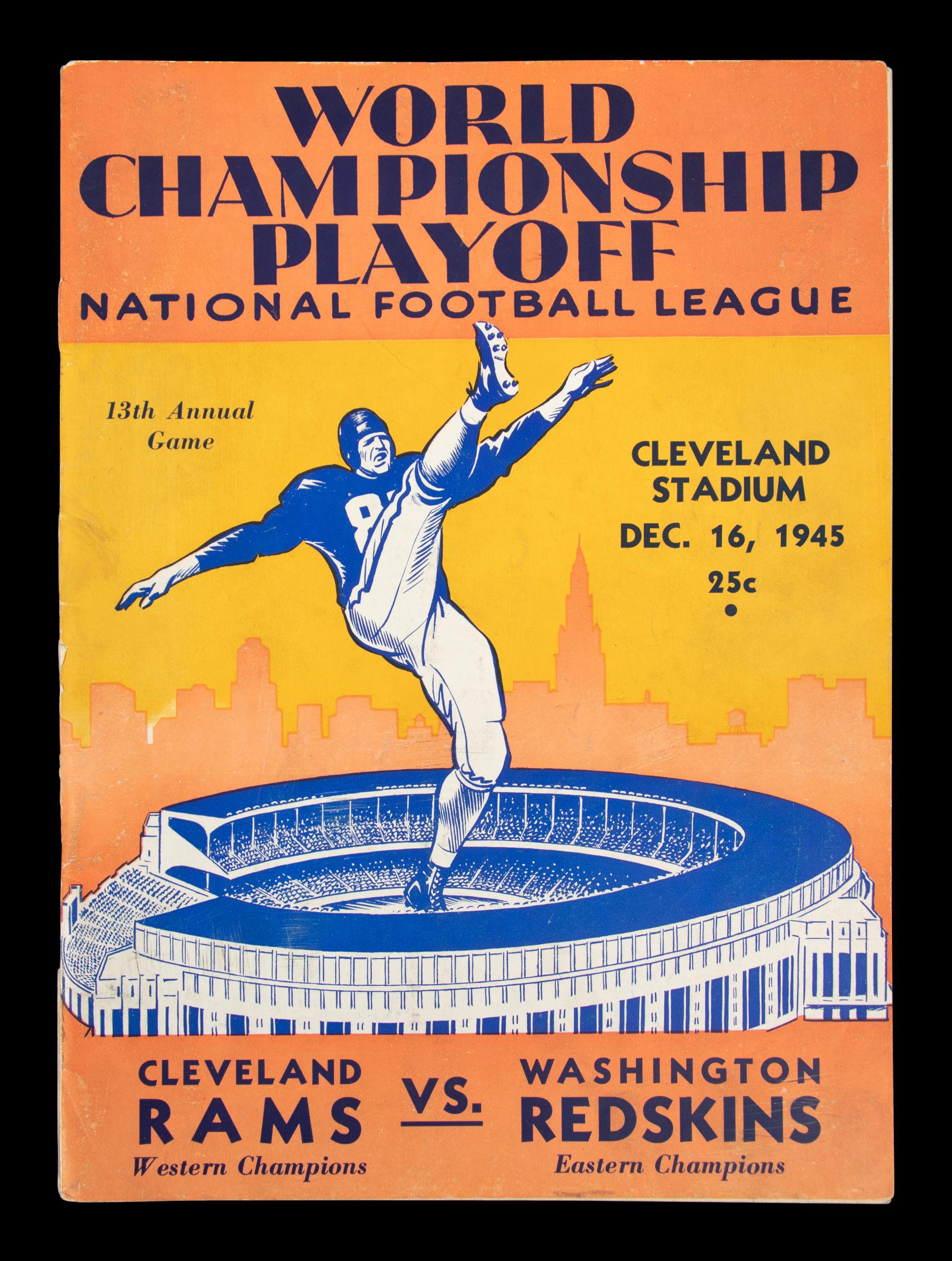 An Uncommon 1945 Cleveland Rams vs. Washington Redskins NFL World Championship On Site Program