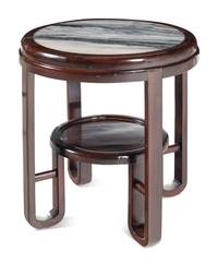 A Chinese Marble-Inset Hardwood Table