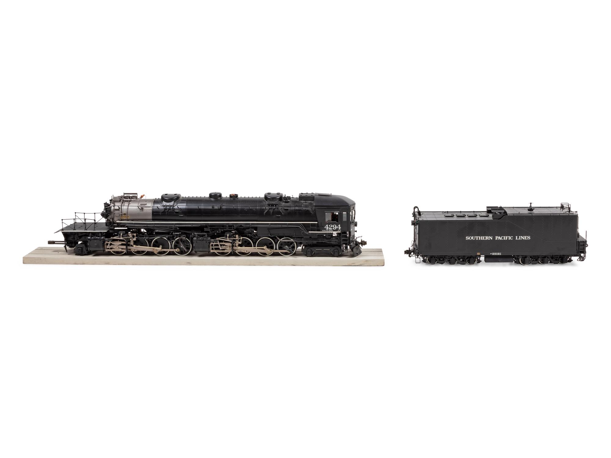 An Accucraft Polychrome 1-Gauge Southern Pacific Lines 2-8-8-4 Locomotive and Tender