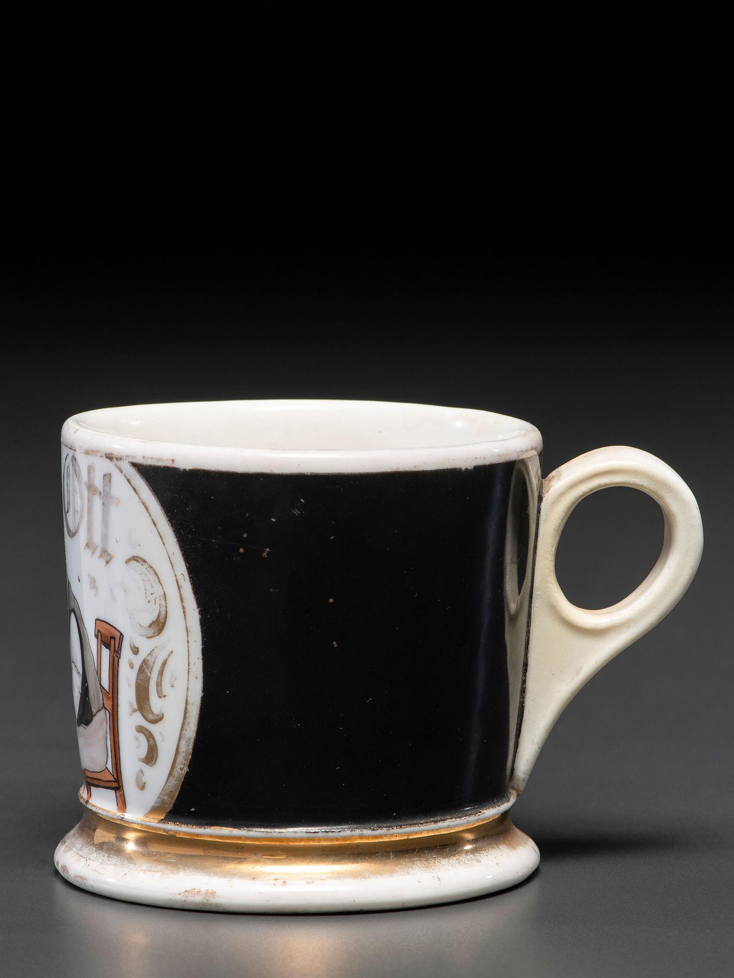 A Horologist's Porcelain Occupational Shaving Mug