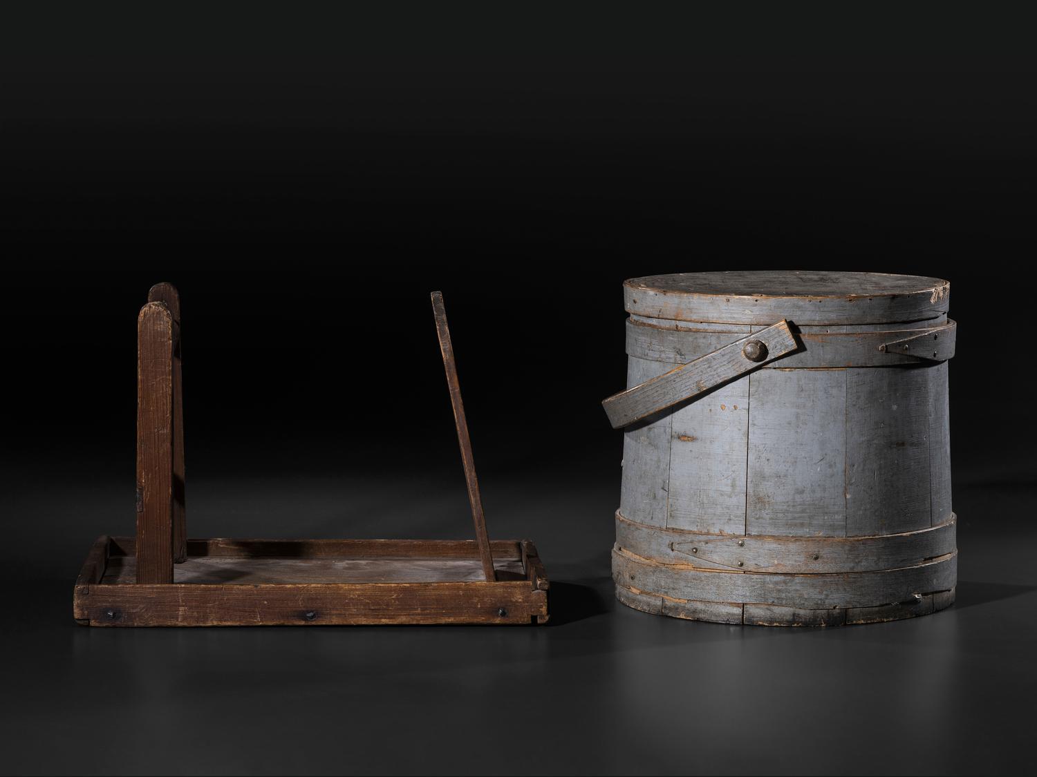 A Box Tape Loom and Painted Firkin