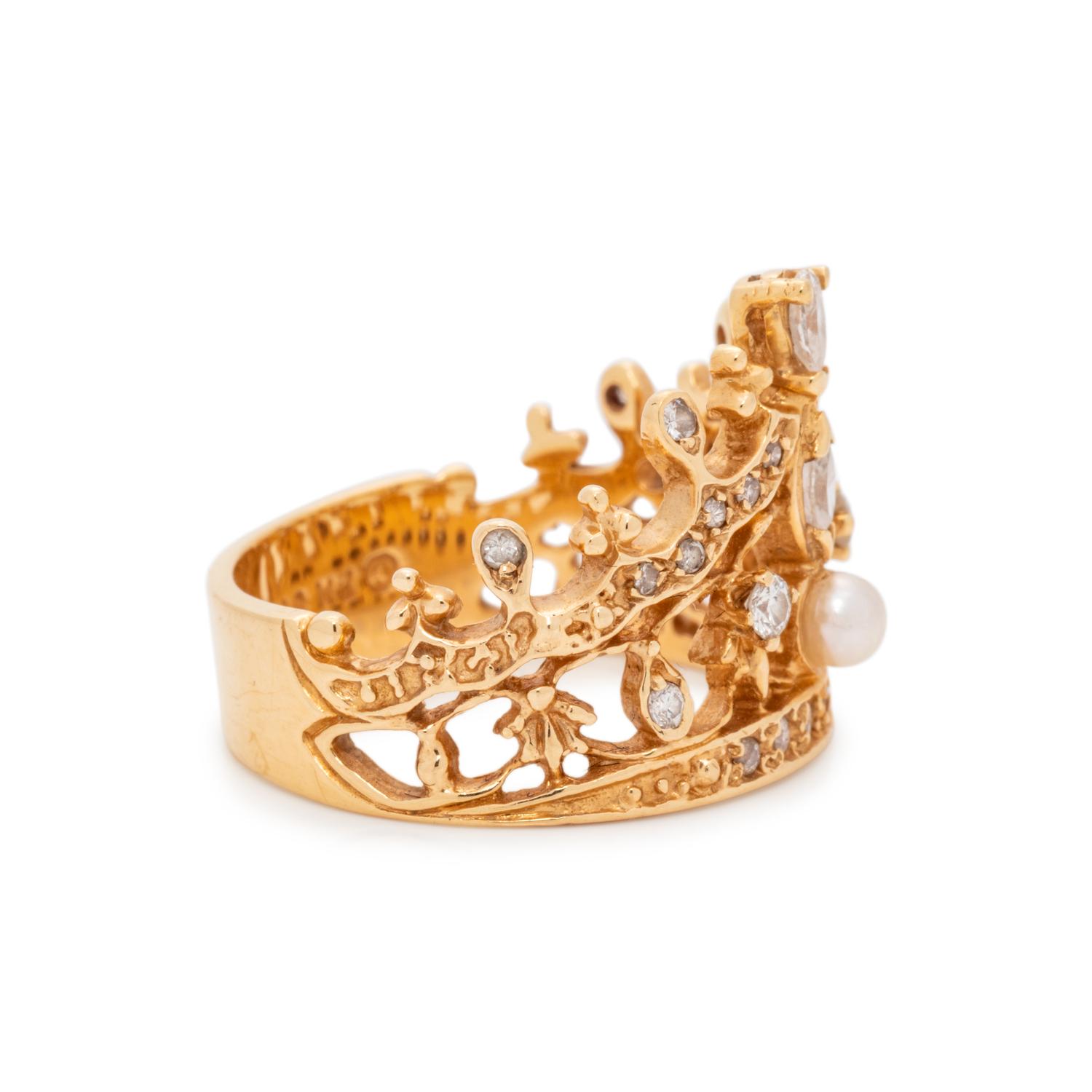 DIAMOND AND CULTURED PEARL RING