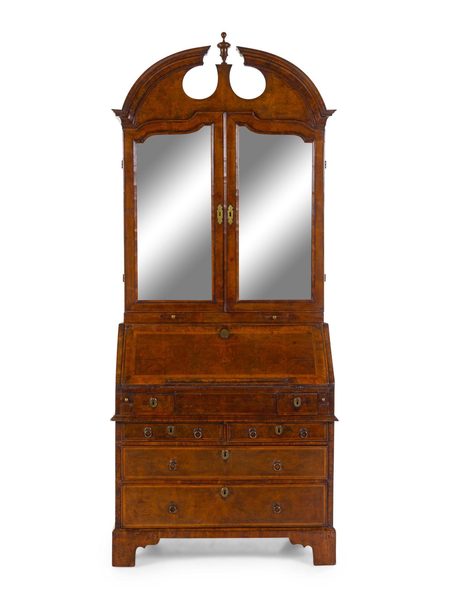 A Queen Anne Walnut Secretary Bookcase