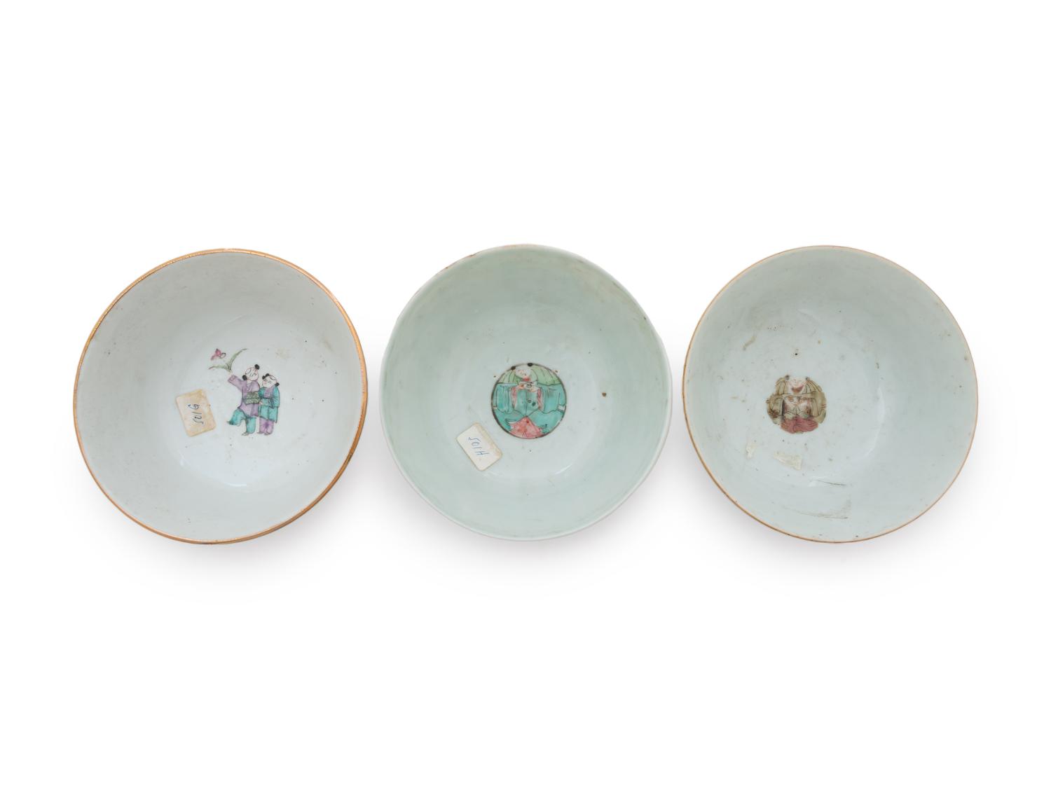 Three Chinese Famille Rose Porcelain Bowls