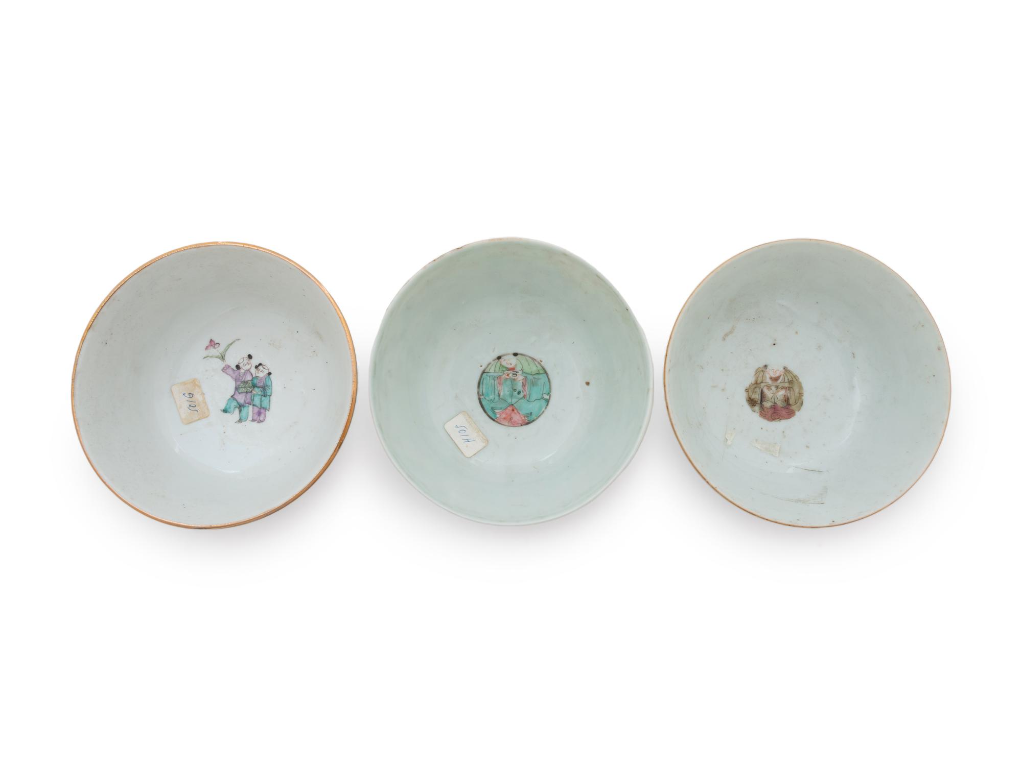 Three Chinese Famille Rose Porcelain Bowls