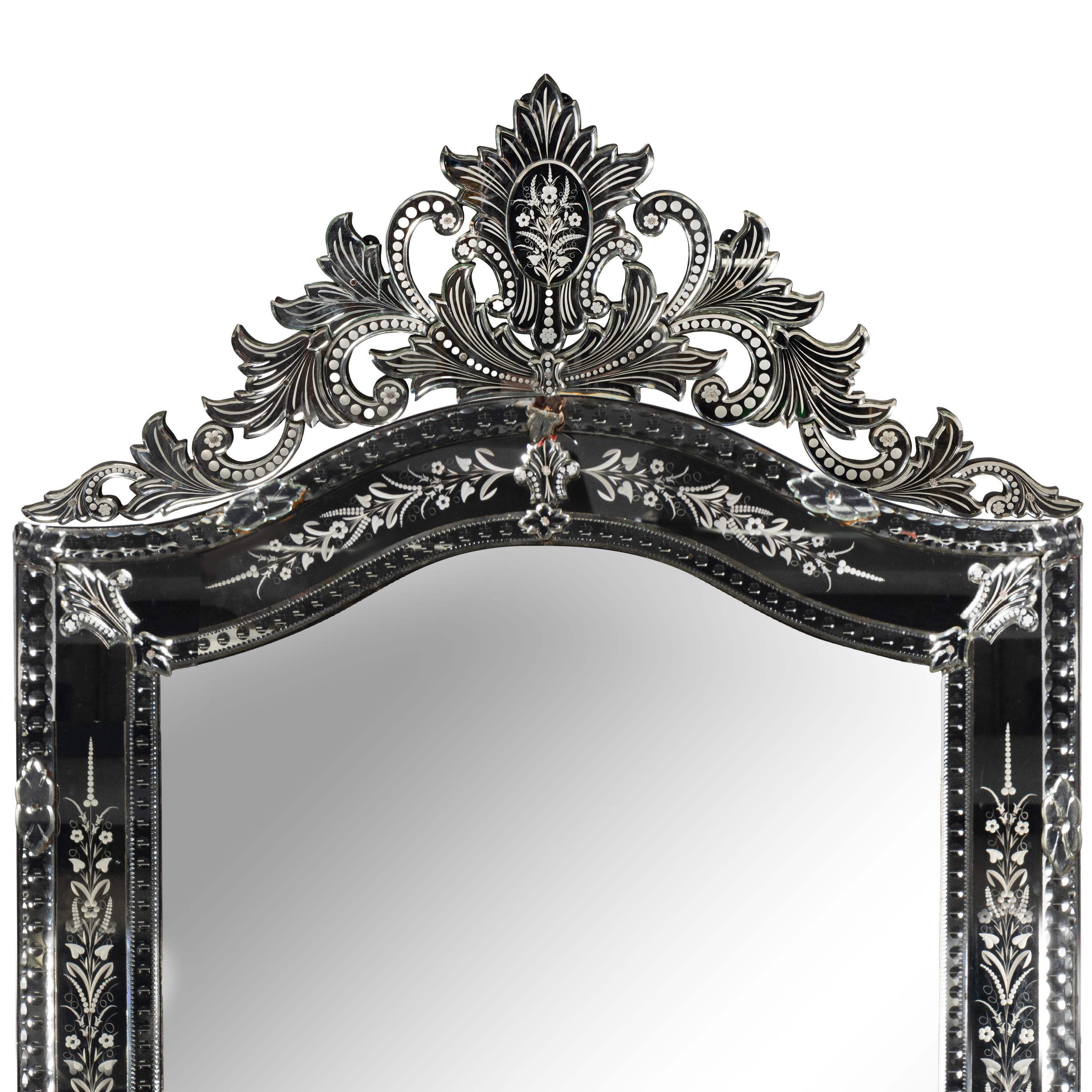 An Oversized Venetian Etched Glass Mirror