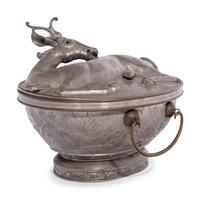 A Chinese Export Pewter 'Deer' Box and Cover