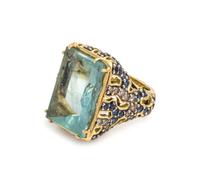 ROBERT WANDER, AQUAMARINE, DIAMOND AND SAPPHIRE RING