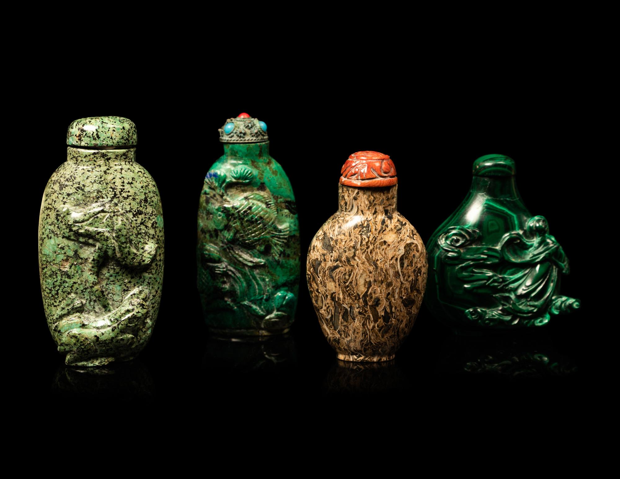 10 Chinese Hardstone Snuff Bottles