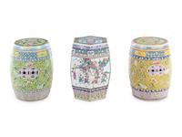 A Pair of Chinese Export Famille Jaune Porcelain Garden Stools