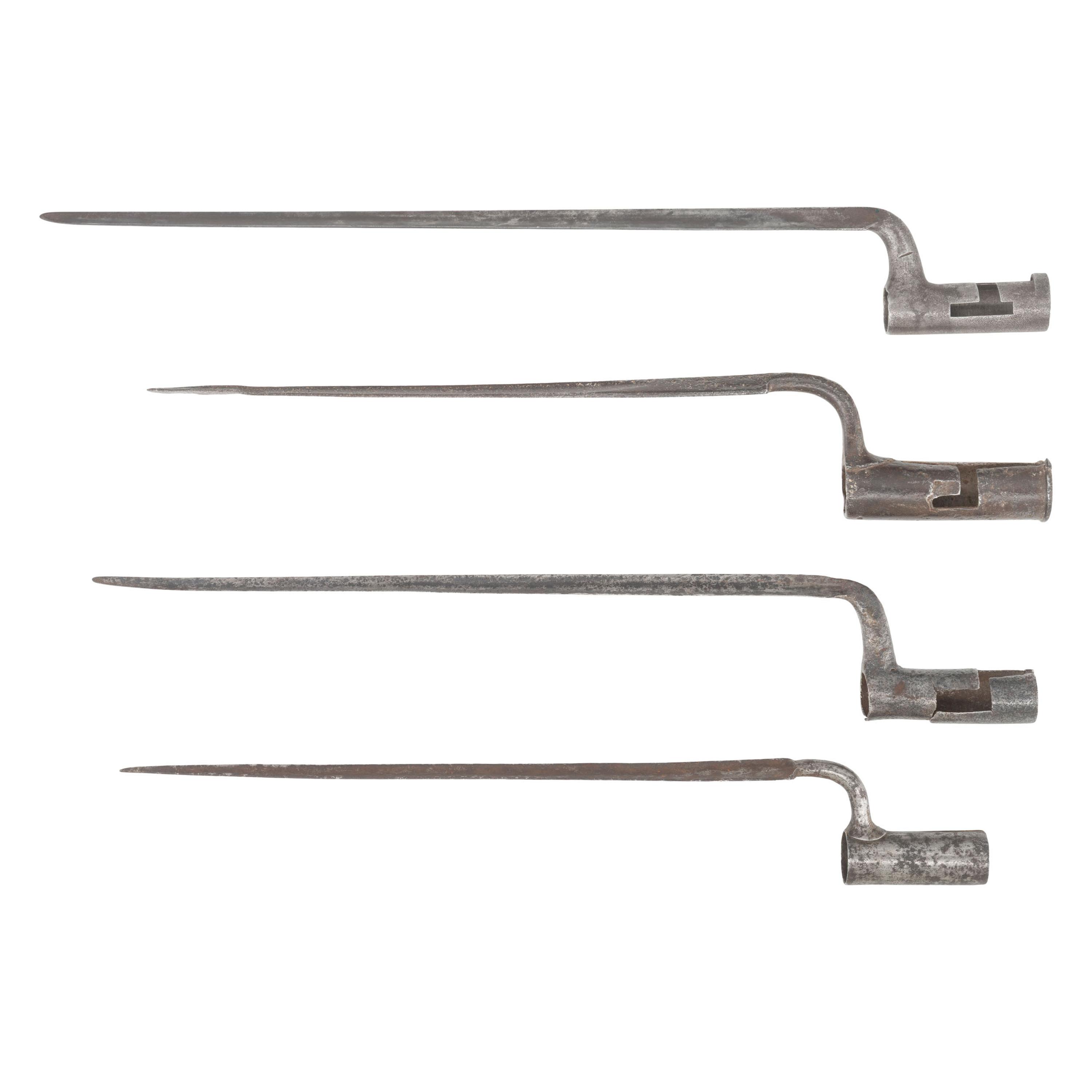 Four Early Socket Bayonets, Including a Crude Relic Copy of a Shield Shank Bess and an early Maryland Bayonet