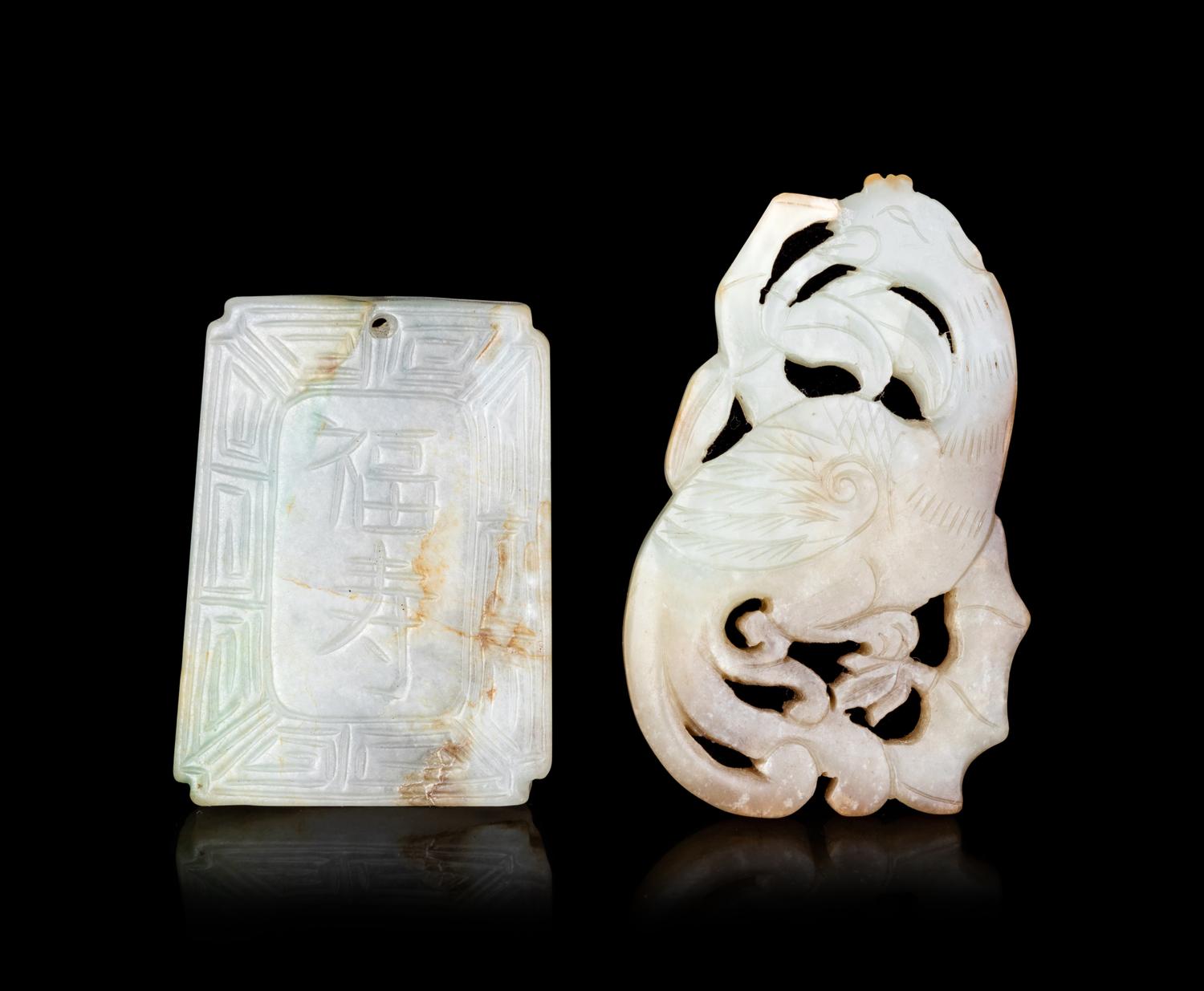 Two Chinese Carved Jade Pendants