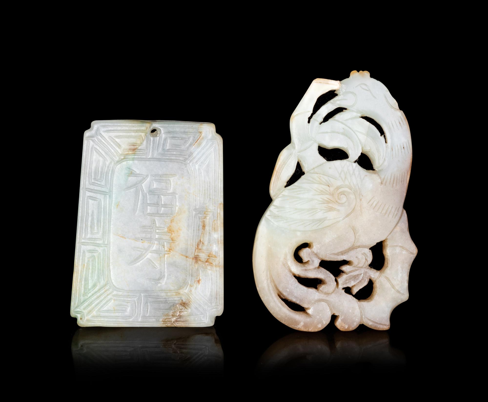 Two Chinese Carved Jade Pendants