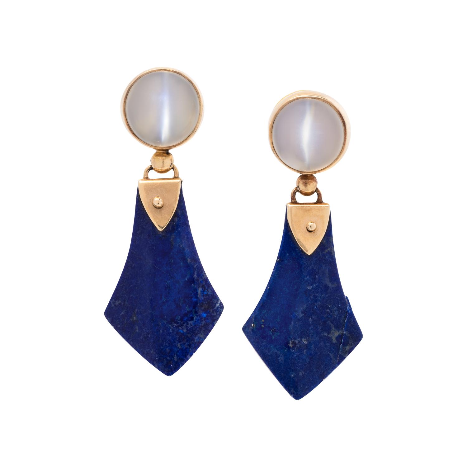 LAURI HAKOLA, MOONSTONE AND LAPIS LAZULI EARRINGS