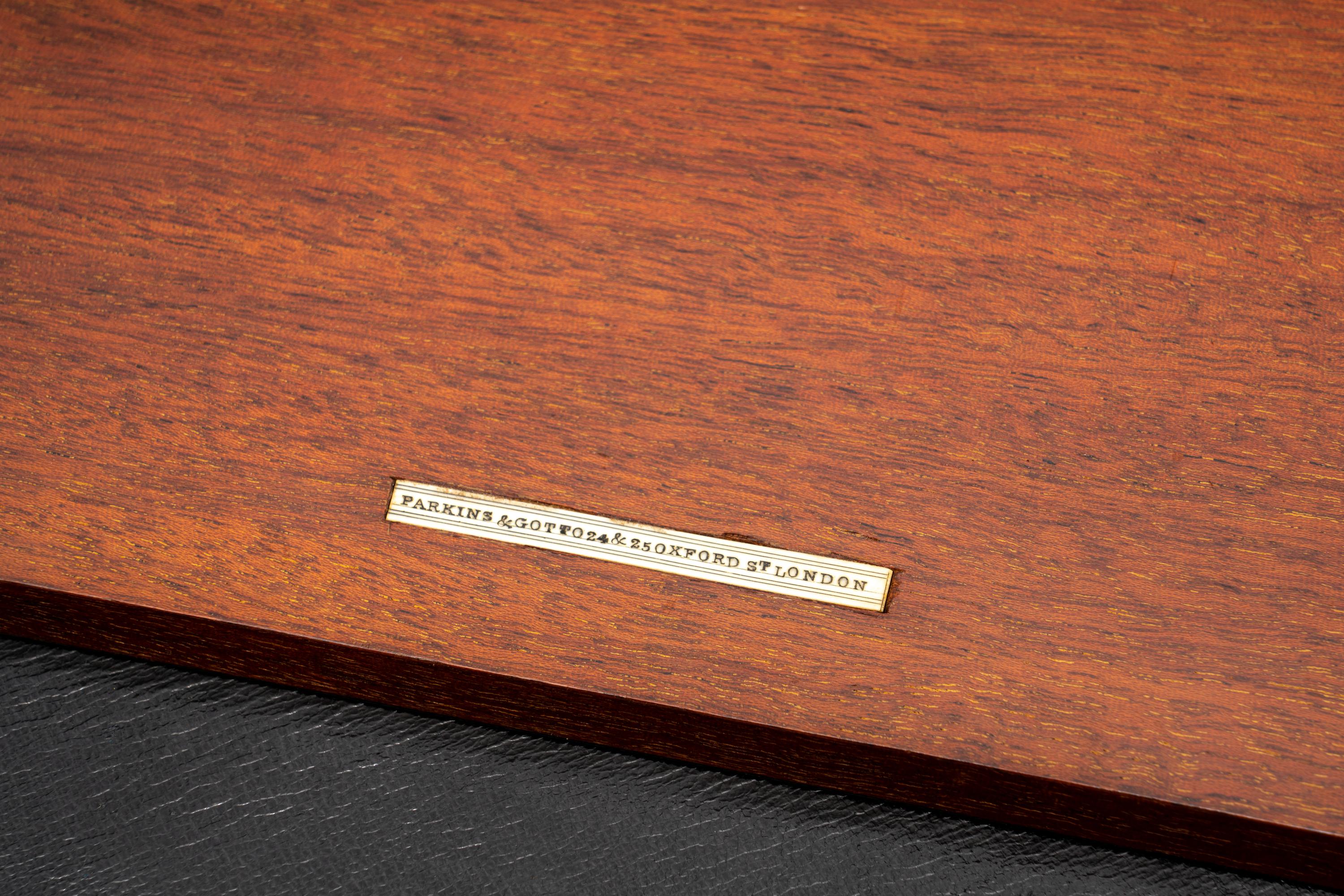 An English Burlwood Writing Slope and an English Burlwood Decanter Caddy