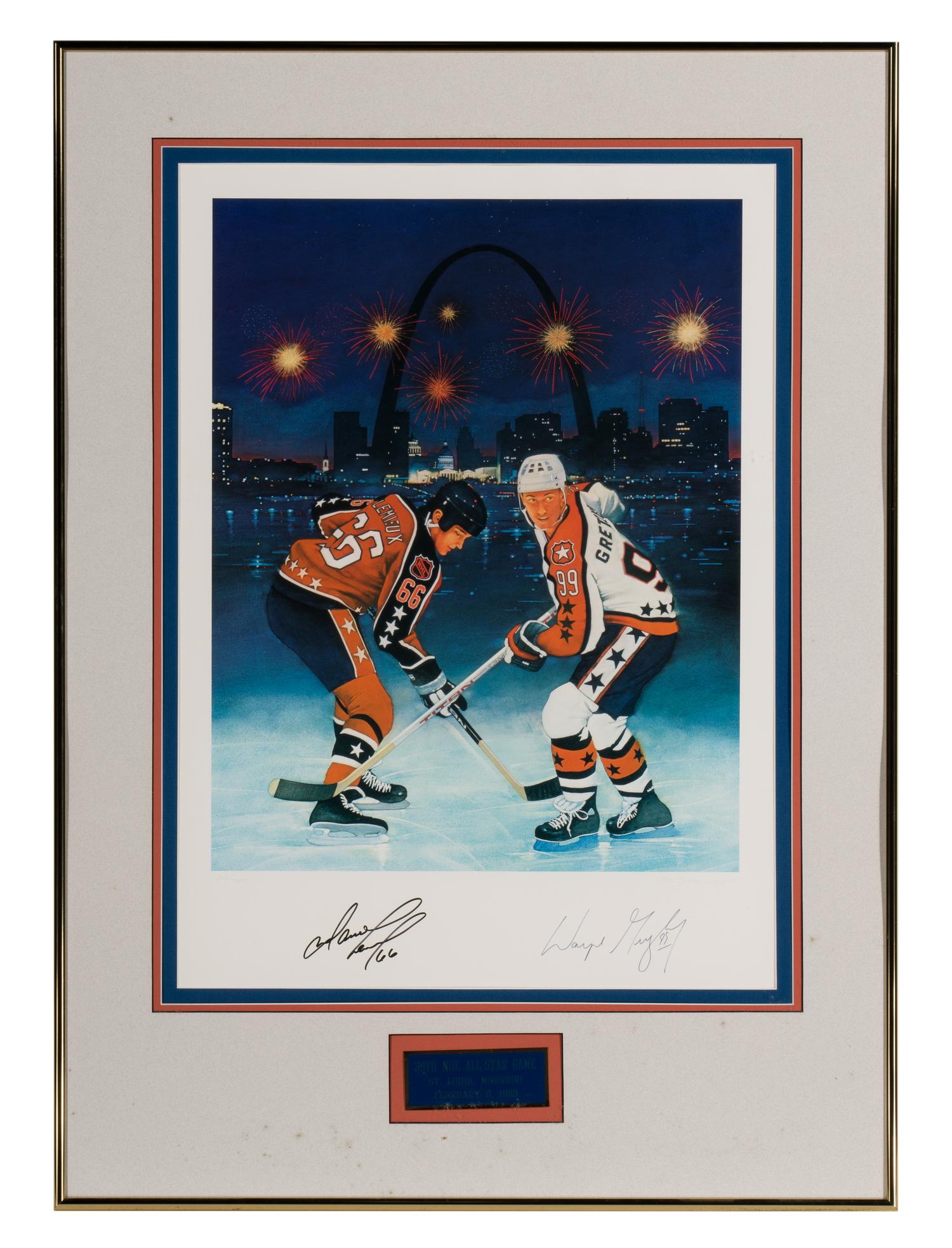 A Large Group of Hockey Hall of Fame Signed Artworks Including Wayne Gretzky and Mario Lemieux