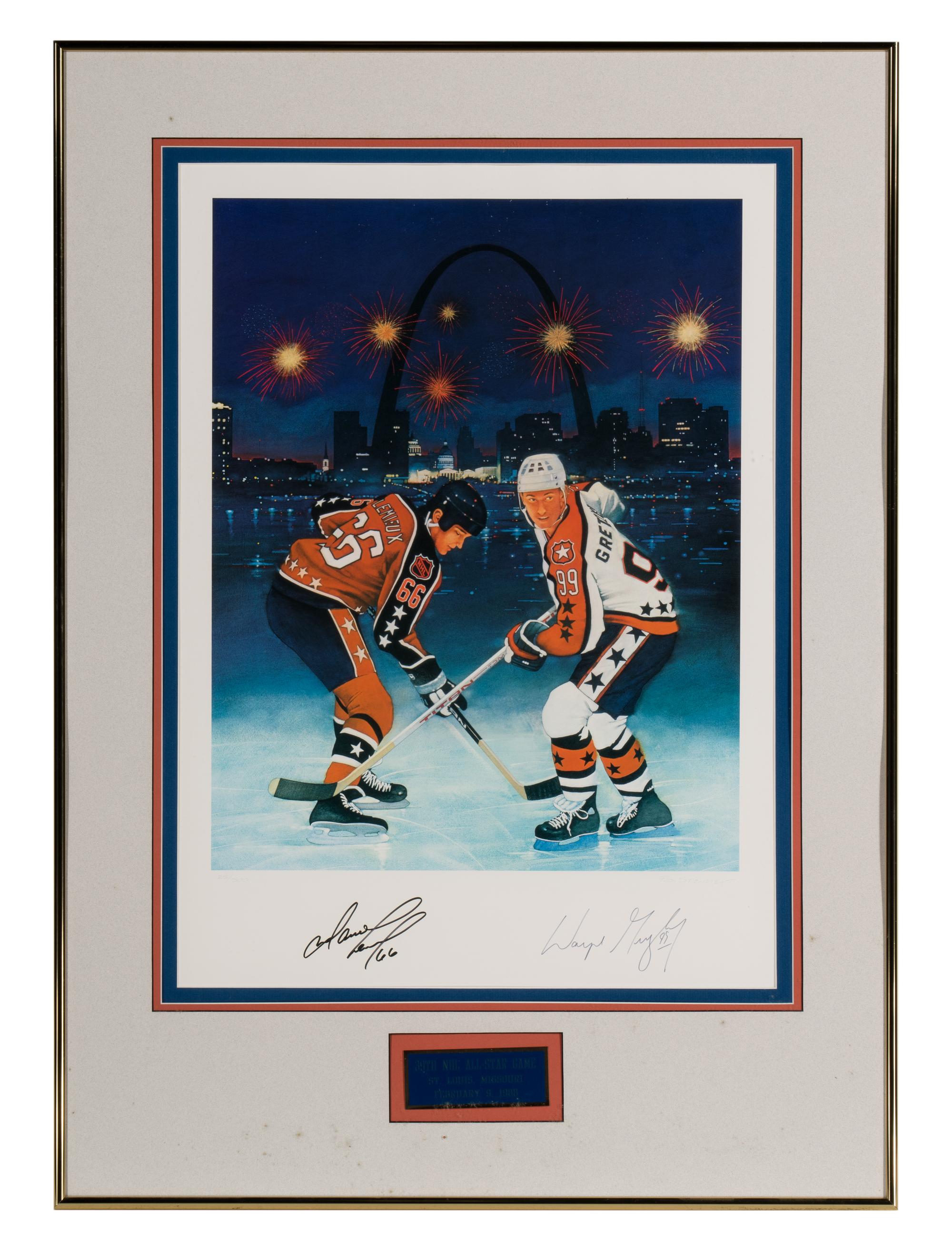 A Large Group of Hockey Hall of Fame Signed Artworks Including Wayne Gretzky and Mario Lemieux