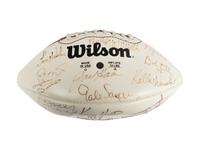 Mike Ditka’s Personally Owned NFL 75th Anniversary All Time Team Football Signed by Various Players Formerly Displayed at Mike Ditka's Restaurant