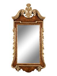 A George II Walnut and Parcel Gilt Girandole Mirror