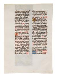 ANONYMOUS ILLUMINATOR FROM TOURS A leaf from the Breviary of Bertrand de Chalençon, bishop of Rodez, including a historiated initial ‘U’ of Christ Preaching, in Latin, illuminated manuscript on parchment [France, Tours, c. 1480-1490]